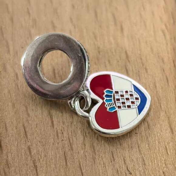 Pandora Croatia Croatian Flag heart Bead Charm, S925 Silver Bracelets - Picture 3 of 4